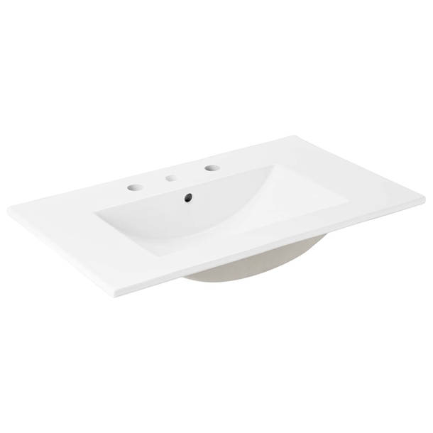Modway Cayman White Ceramic Rectangular Dropin Bathroom Sink & Reviews